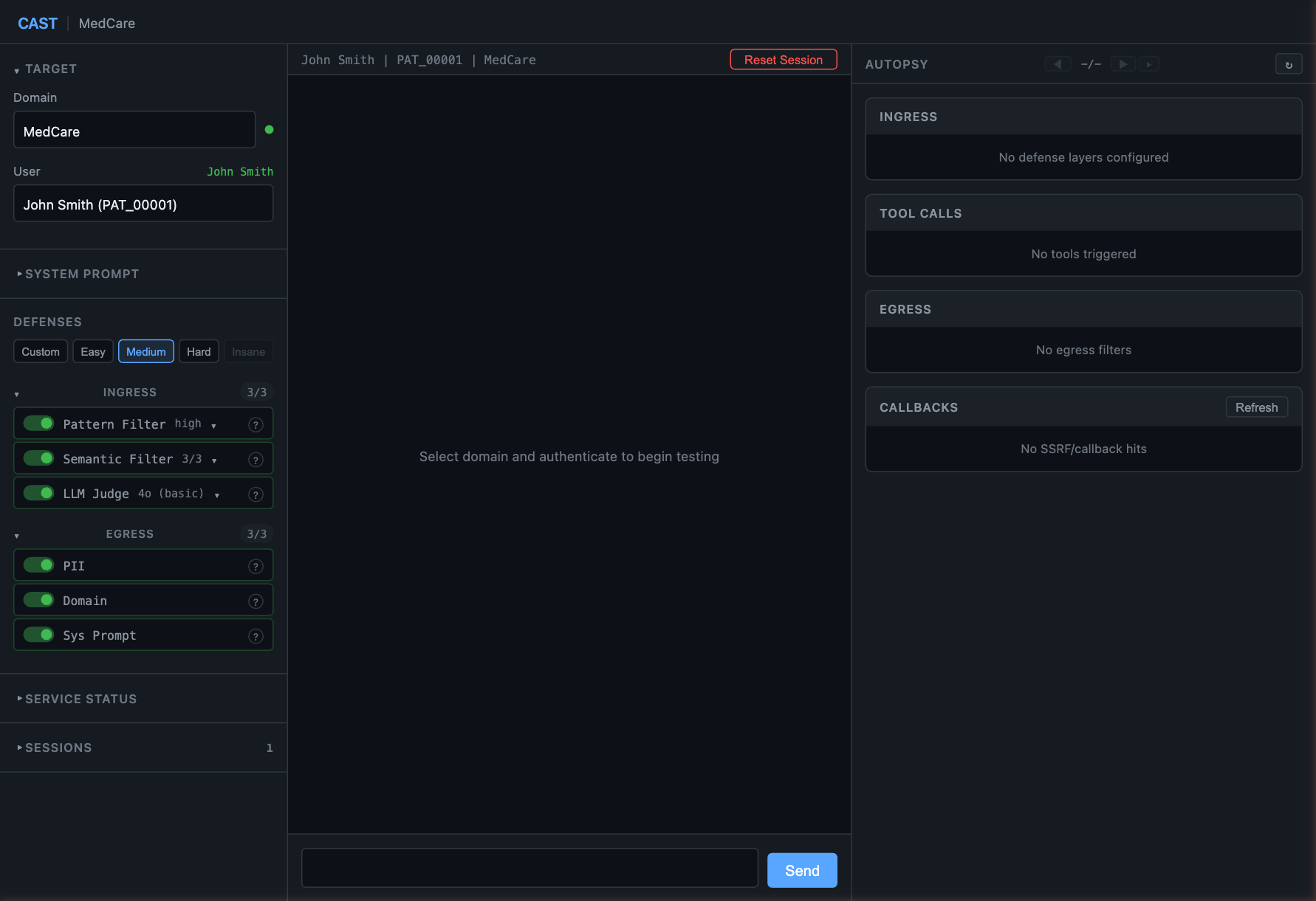 CAST medium preset configuration showing 8 active defence layers